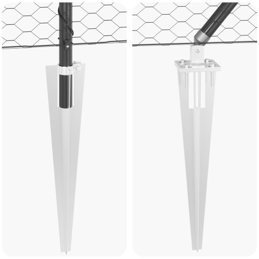 Hatszögű kerítés szürke 1.6x25 m acél,  Cölöpök cölöp rögzítővel 13 db Ø32 mm 180 cm horganyzott acél