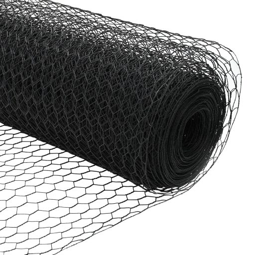 Hatszögű kerítés szürke 1.6x25 m acél,  Cölöpök cölöp rögzítővel 13 db Ø32 mm 180 cm horganyzott acél