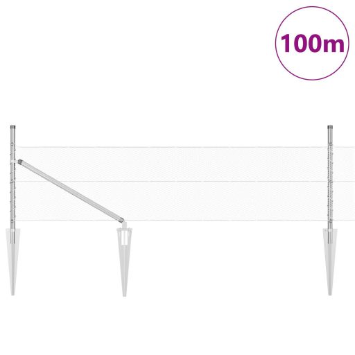 Hatszögű kerítés 0,4x100 m Horganyzott acél,  Kerítés oszlopok cölöppel 13 db Ø32 mm 60 cm Horganyzott acél