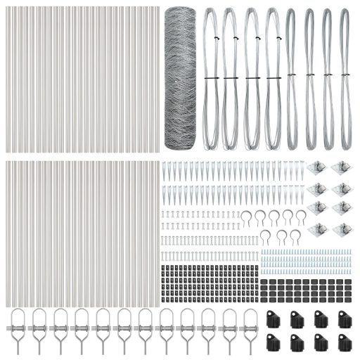 Hatszögletű Kerítés 1x100 m Horganyzott Acél,  Kerítés Oszlopok Tüske 13 db Ø32 mm 120 cm Horganyzott Acél