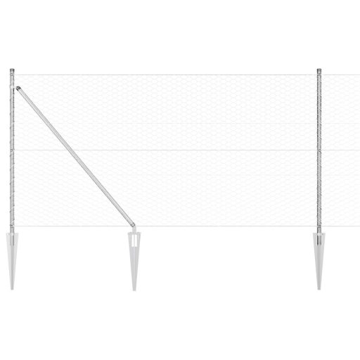 Hatszögletű Kerítés 1x100 m Horganyzott Acél,  Kerítés Oszlopok Tüske 13 db Ø32 mm 120 cm Horganyzott Acél