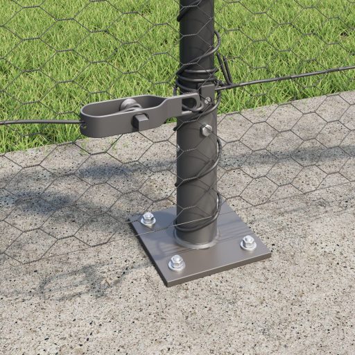 Hatszögletű Kerítés Szürke 0,8x10 m Fém,  Kerítésoszlopok Alaplapokkal 7 db Ø32mm 90cm Horganyzott Fém