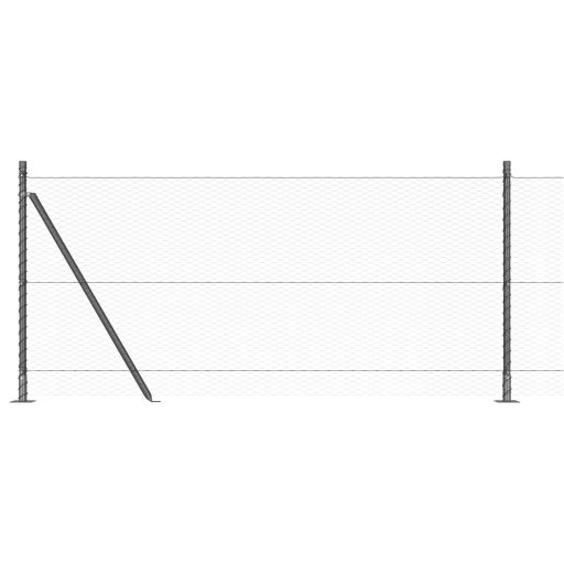 Hatszögletű Kerítés Szürke 0,8x10 m Fém,  Kerítésoszlopok Alaplapokkal 7 db Ø32mm 90cm Horganyzott Fém