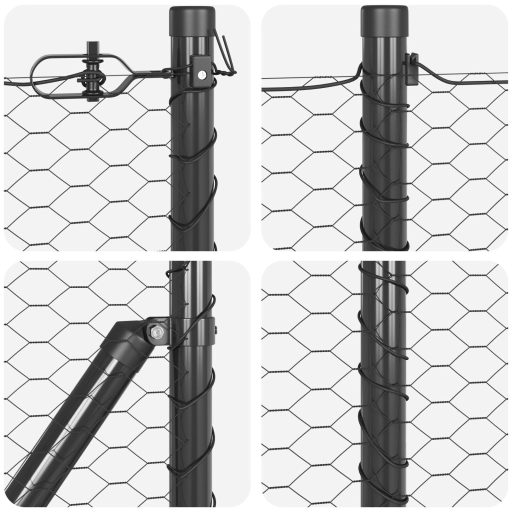 Hatszögletű Kerítés Szürke 0,8x10 m Fém,  Kerítésoszlopok Alaplapokkal 7 db Ø32mm 90cm Horganyzott Fém