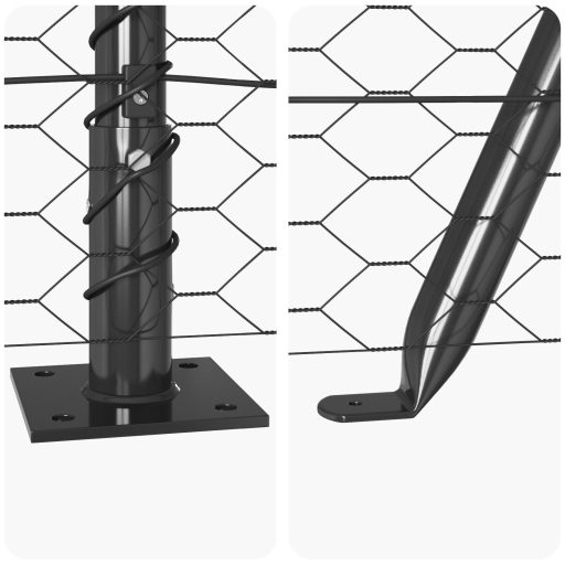 Hatszögletű Kerítés Szürke 0,8x10 m Fém,  Kerítésoszlopok Alaplapokkal 7 db Ø32mm 90cm Horganyzott Fém