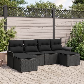   Kertibútor szett 5-ös szett Fekete Kézzel szőtt rattan Nagy