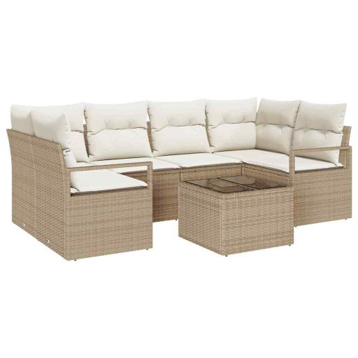 Kerti Kanapé Szett párnával 7 pcs Beige, Krém 55 x 55 x 37 cm