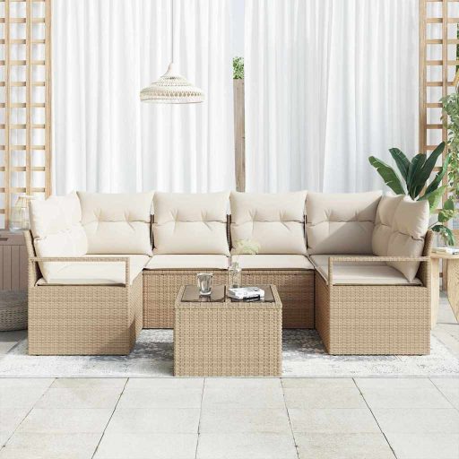 Kerti Kanapé Szett párnával 7 pcs Beige, Krém 55 x 55 x 37 cm