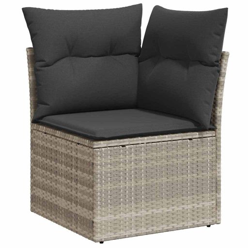 5 részes Kerti Kanapé Szett Párnákkal, Szürke Polyrattan
