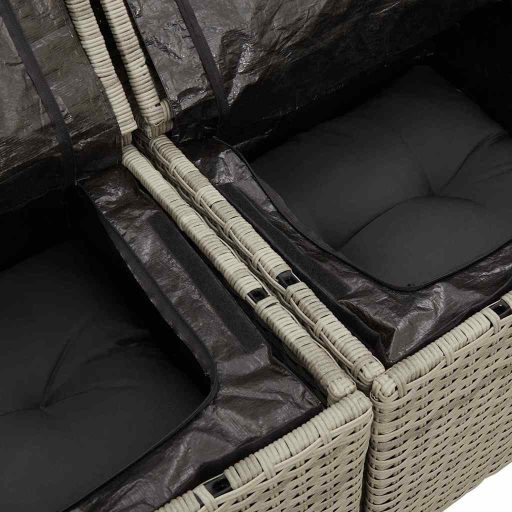 5 részes Kerti Kanapé Szett Párnákkal, Szürke Polyrattan