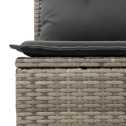 10 Darabos Kert Sofa Szett Párnákkal Szürke Poli Rattan Akácia