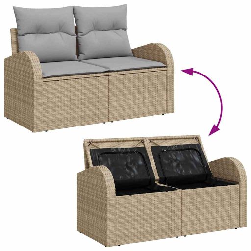 Kert kanapé szett 6 pcs Beige, világos szürke Közepes