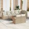 Kerti kanapé szett 9 pcs Beige, fehér Nagy Rattan & Fa