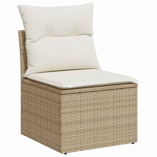 Kerti kanapé szett 9 pcs Beige, fehér Nagy Rattan & Fa