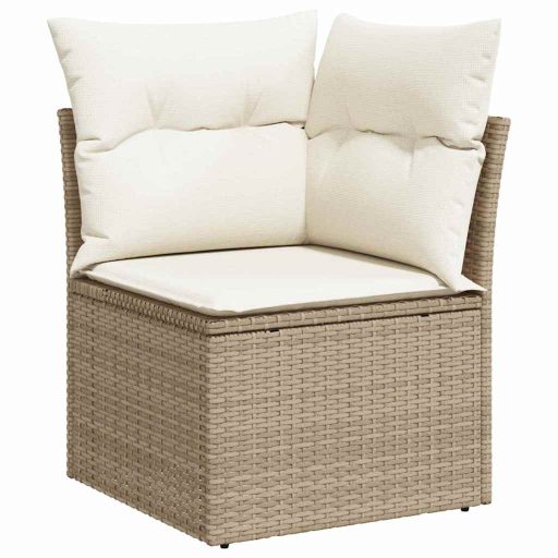 Kerti kanapé szett 9 pcs Beige, fehér Nagy Rattan & Fa