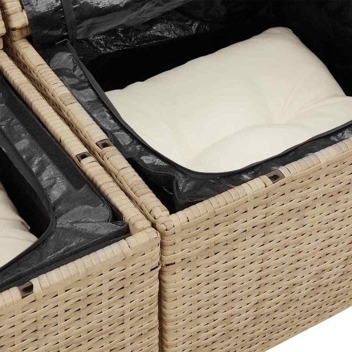 Kerti kanapé szett 9 pcs Beige, fehér Nagy Rattan & Fa