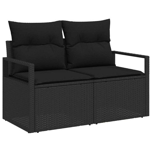 Moduláris Kert Kanapé Szett 7 pcs Fekete Nagy Polyrattan