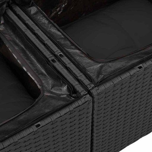 Moduláris Kert Kanapé Szett 7 pcs Fekete Nagy Polyrattan