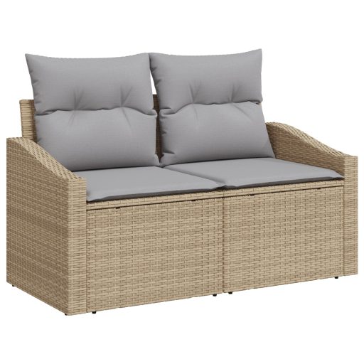 9 részes kertiszófa szett párnákkal bézs poly rattan