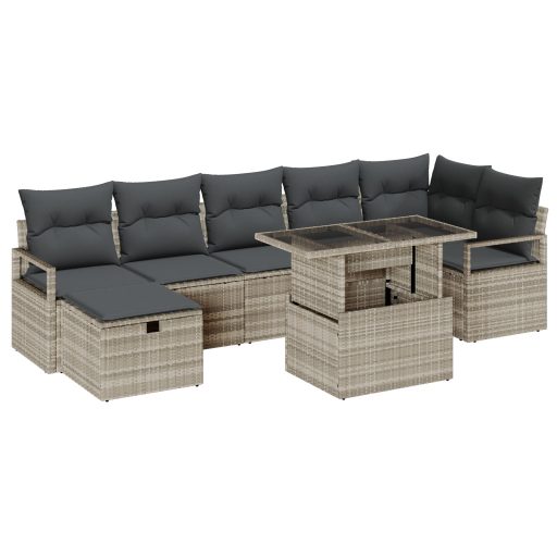 Kerti Kanapé Szett 4-es Szett Világosszürke Rattan Nagy