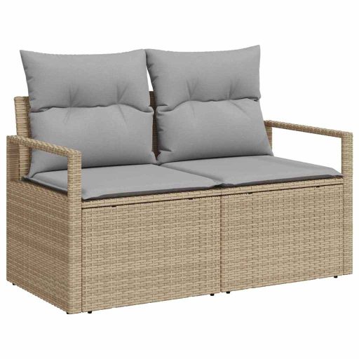 Kerti Kanapé Szett párnával tárolóval 6 pcs Bézs Poli rattan