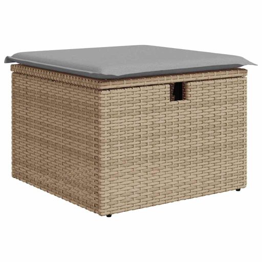 Kerti Kanapé Szett párnával tárolóval 6 pcs Bézs Poli rattan