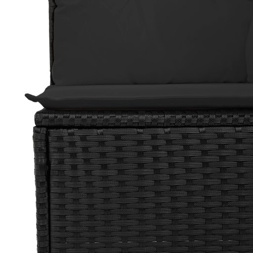 10 darabos kert kanapé szett párnákkal, fekete poli rattan akácia