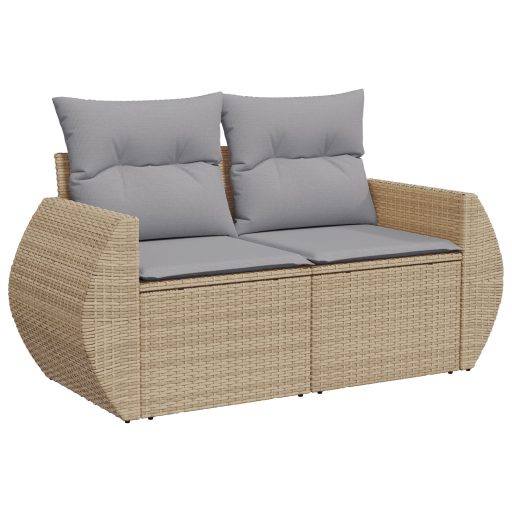 10 Darabos Kert Sofa Szett Párnákkal Bézs Műrattan Akácia