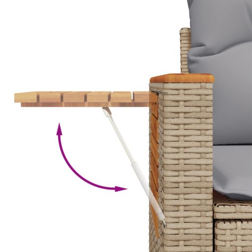 10 darabos Kert Kanapé Szett Párnákkal Bézs Poli Rattan Akáccsal