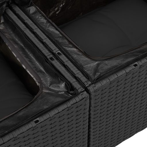 10 darabos Kert Sofa Szett Párnákkal Fekete Poli Rattan Akácia
