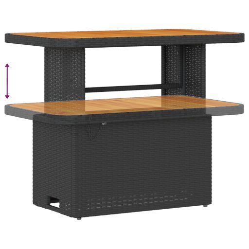 10 darabos Kert Sofa Szett Párnákkal Fekete Poli Rattan Akácia
