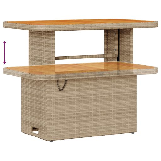 10 Darabos Kert Sofa Szett Párnákkal Bézs Poli Rattan Akácia