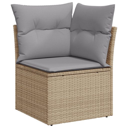 10 darabos Kert Sofa Szett Párnákkal Bézs Poli Rattan Akác