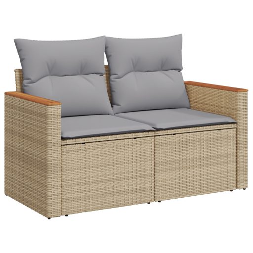 10 darabos Kert Sofa Szett Párnákkal Bézs Poli Rattan Akác