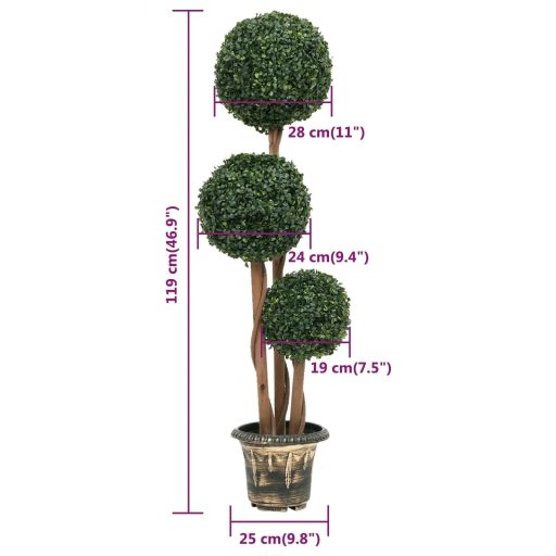 Zöld gömbalakú cserepes műpuszpáng 119 cm
