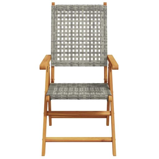 Kert étkező szett 7 pcs Szürke Tömör akáciafa és műrattan