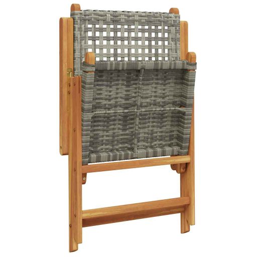 Kert étkező szett 7 pcs Szürke Tömör akáciafa és műrattan