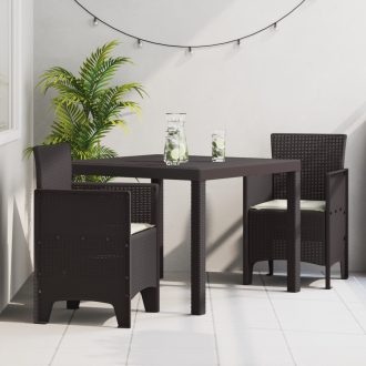 3 darabos kert étkező szett párnákkal barna poli rattan