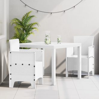 3 Részes Kerti Étkezőszett Fehér Poly Rattan