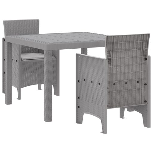 3 Darabos Kerti Étkező Garnitúra Párnákkal Világosszürke Poly Rattan