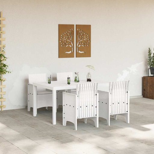 Kerti Étkező Garnitúra 5 pcs Fehér 150 x 100 x 73 cm