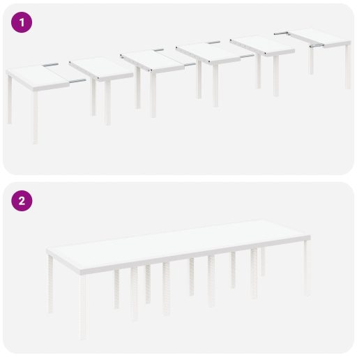 11 Darabos Kert Étkezőszett Fehér Poli Rattan