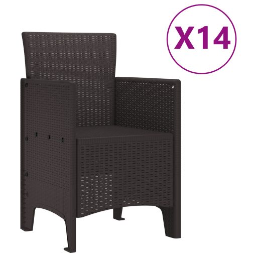 15 részes kerti étkezőszett Barna Poli Rattan