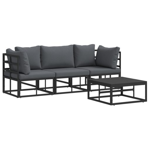 Kerti Kanapé Szett 4 pcs Fekete 70 x 70 x 32 cm Alumínium