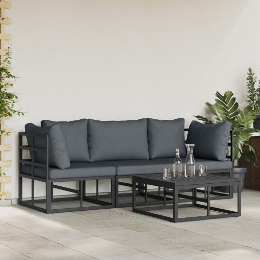 Kerti Kanapé Szett 4 pcs Fekete 70 x 70 x 32 cm Alumínium