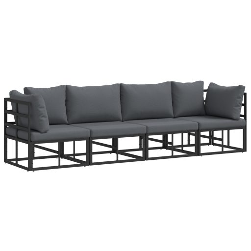 Kerti Kanapé Szett 4 pcs Fekete 283 x 71.5 x 71 cm Alumínium