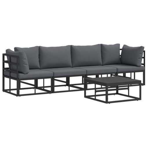 Kerti Kanapé Szett 5 pcs Fekete 70 x 70 x 32 cm Alumínium