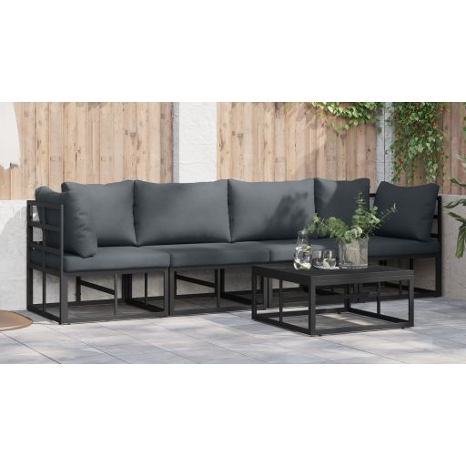 Kerti Kanapé Szett 5 pcs Fekete 70 x 70 x 32 cm Alumínium