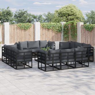 Kerti Kanapé Szett 13 pcs Fekete 70 x 70 x 32 cm Alumínium