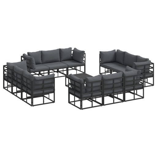 Kerti Kanapé Szett 13 pcs Fekete 70 x 70 x 32 cm Alumínium